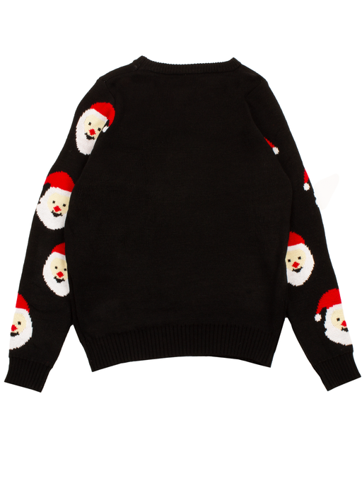Jolly Santa Hats Christmas Sweater - Black