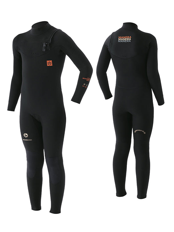 Manera Kids (8-16) Seafarer 5/3mm Chest Zip Fullsuit Wetsuit - Black 