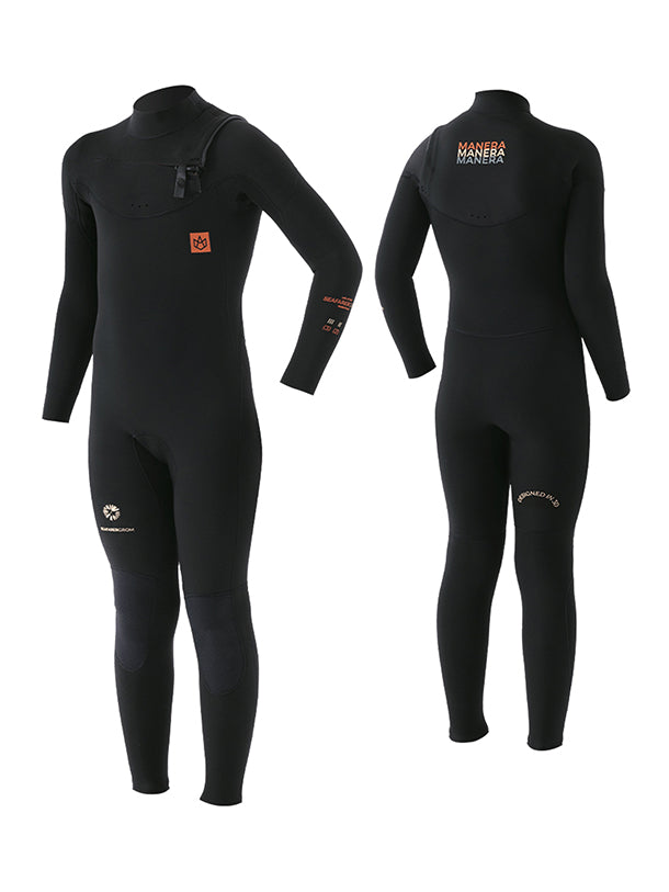 Manera Kids (8-16) Seafarer 4/3mm Chest Zip Fullsuit Wetsuit - Black 