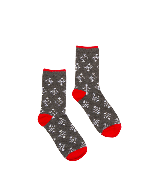 Jack's Holiday Snowflake Crew Socks - Gray