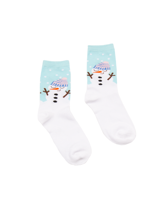 Jack's Holiday Snowman Crew Socks - Blue & White 