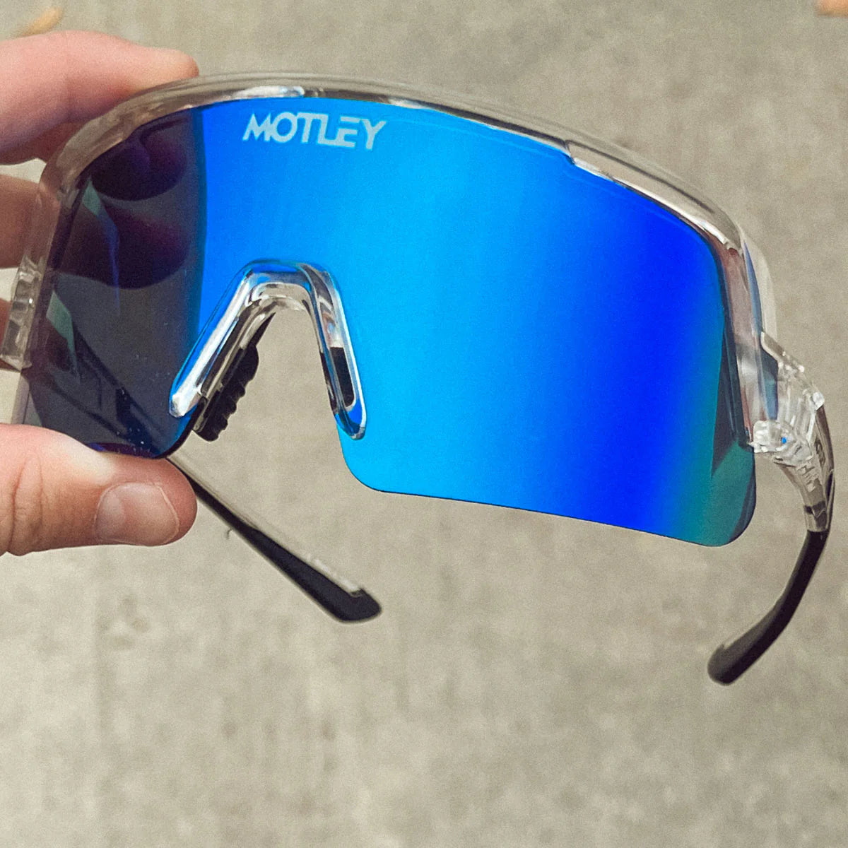 Motley Thundercat™ Sunglasses - Clear / Blue Mirror