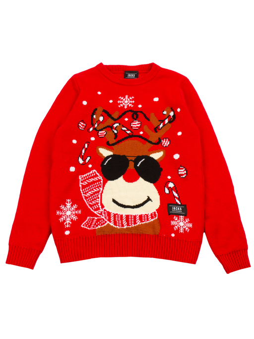Too Cool Rudolph Christmas Sweater- Red
