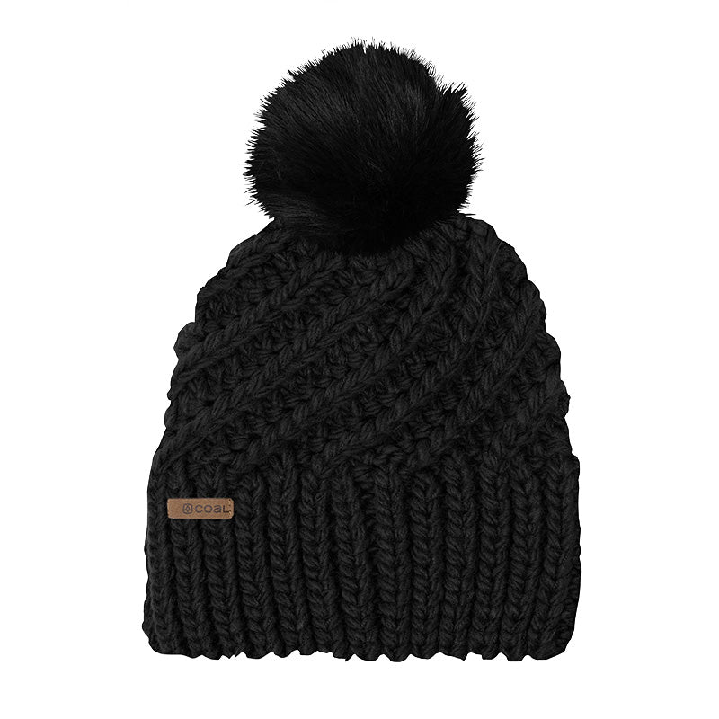 Coal Headwear The Maizy Knit Faux Pom Womens Beanie Black