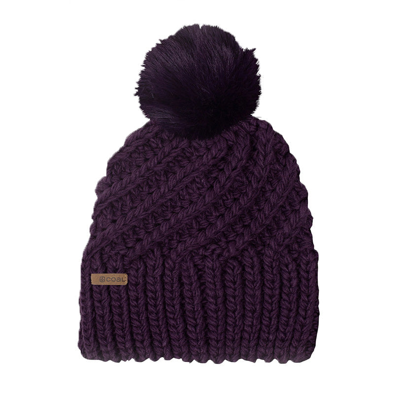 Coal Headwear The Maizy Knit Faux Pom Womens Beanie Black Cherry