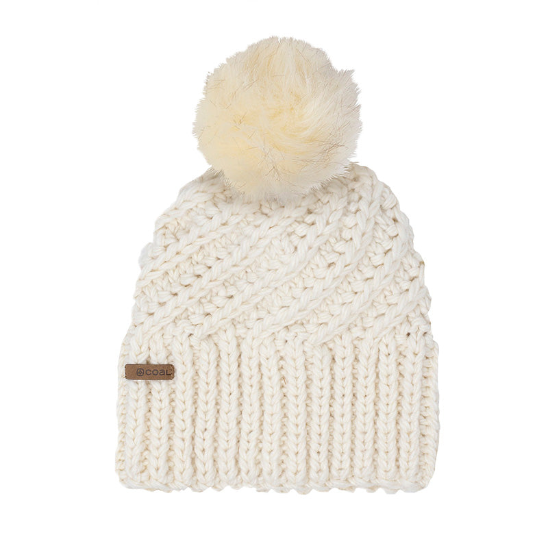 Coal Headwear The Maizy Knit Faux Pom Womens Beanie Cream