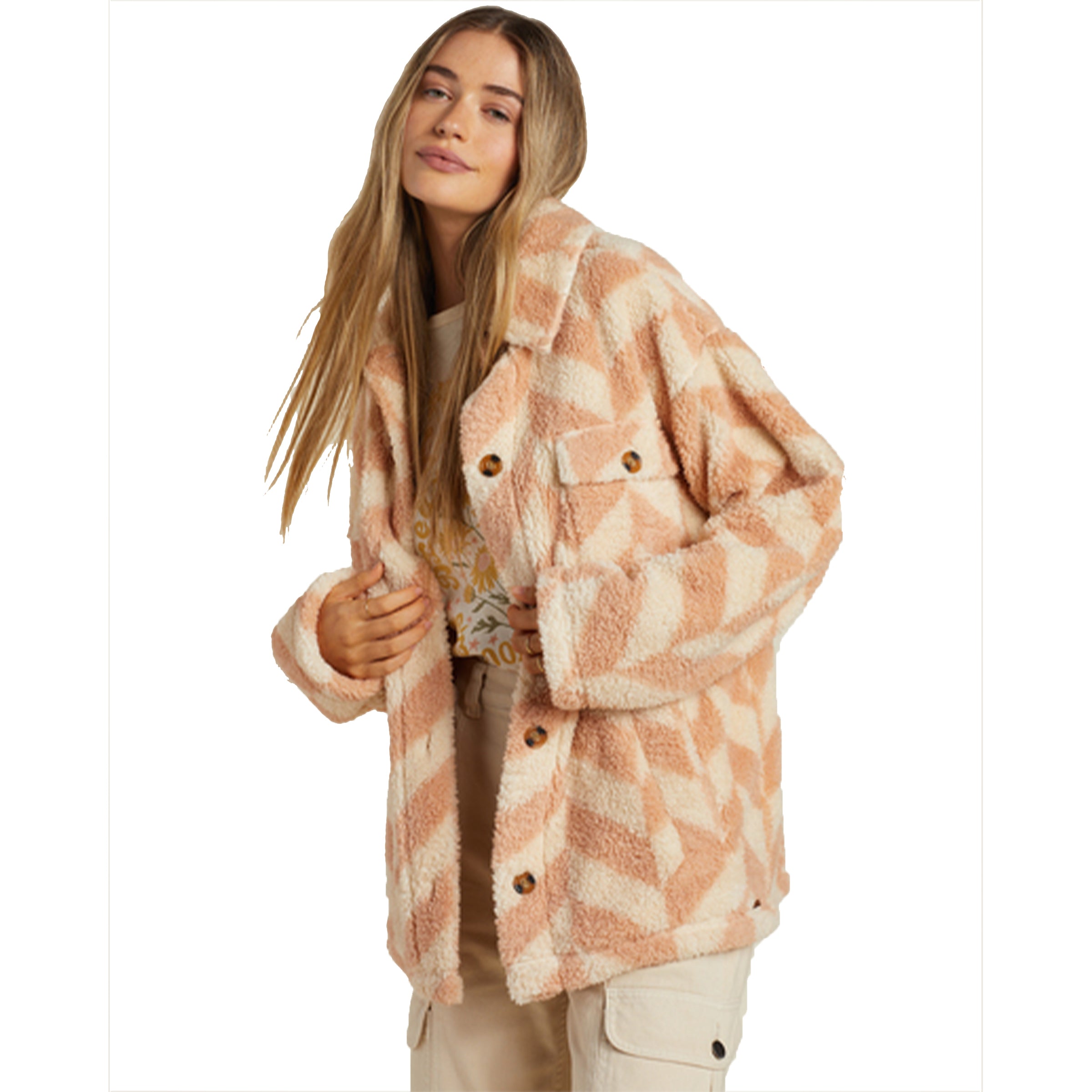 Billabong Women`s Fairbanks Button-Up Teddy Bear Jacket