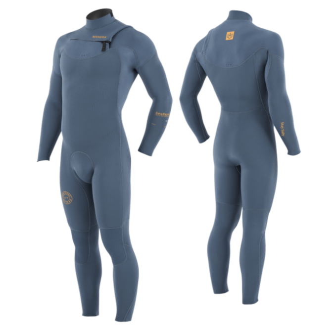 Men's Manera Seafarer Steamer 4/3mm Chest Zip Fullsuit Wetsuit - Pewter 