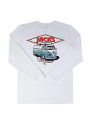 Jacks Surfboards CA Diamond Transport Long Sleeve Tee - White