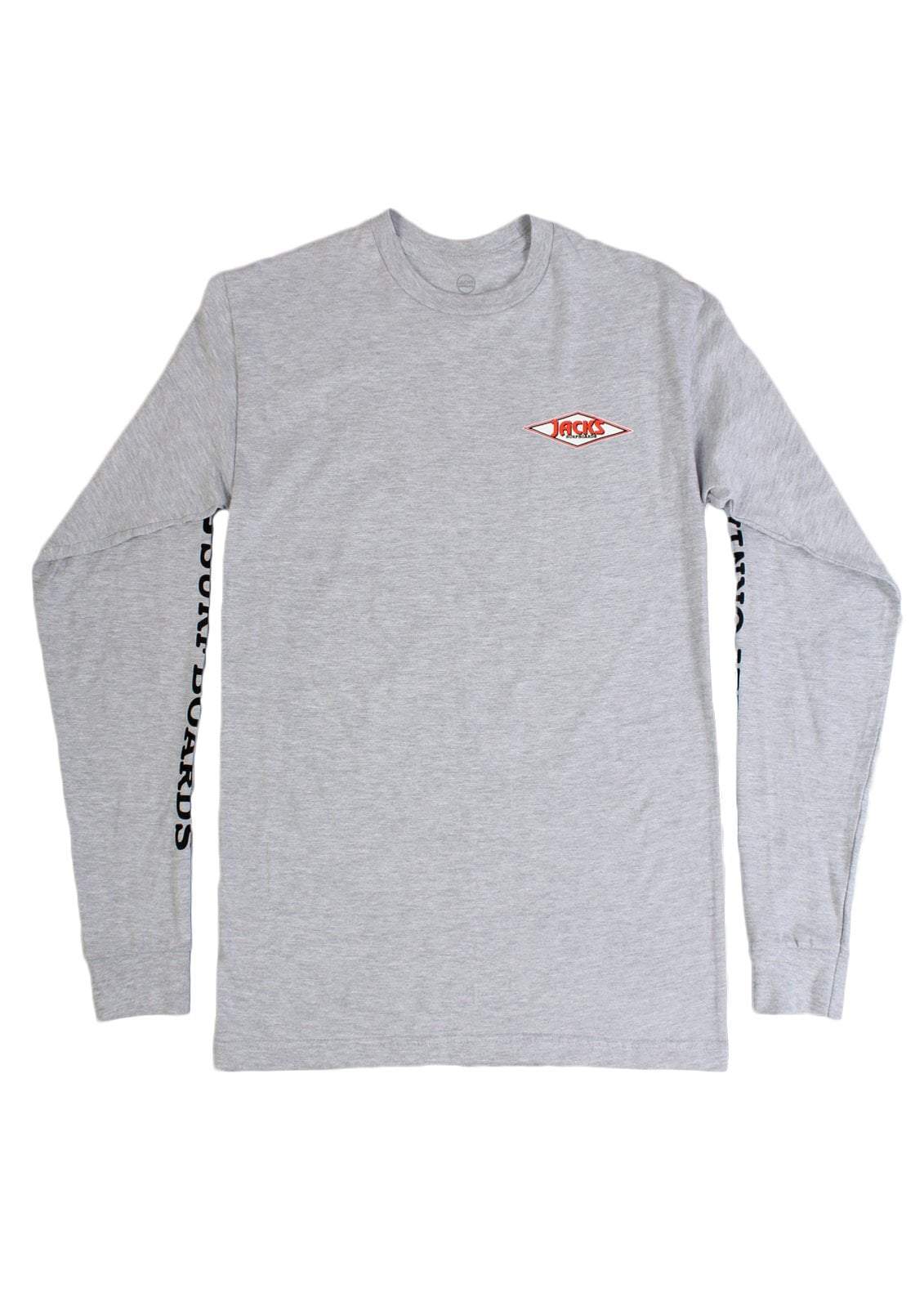 Jack's Surfboards Diamond Sleeved Long Sleeve Tee - Heather Grey