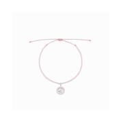 Pink Cactus Beaded Bracelet - Silver / Petal