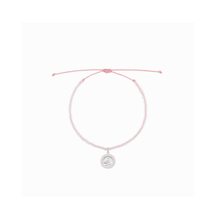 Pink Cactus Beaded Bracelet - Silver / Petal