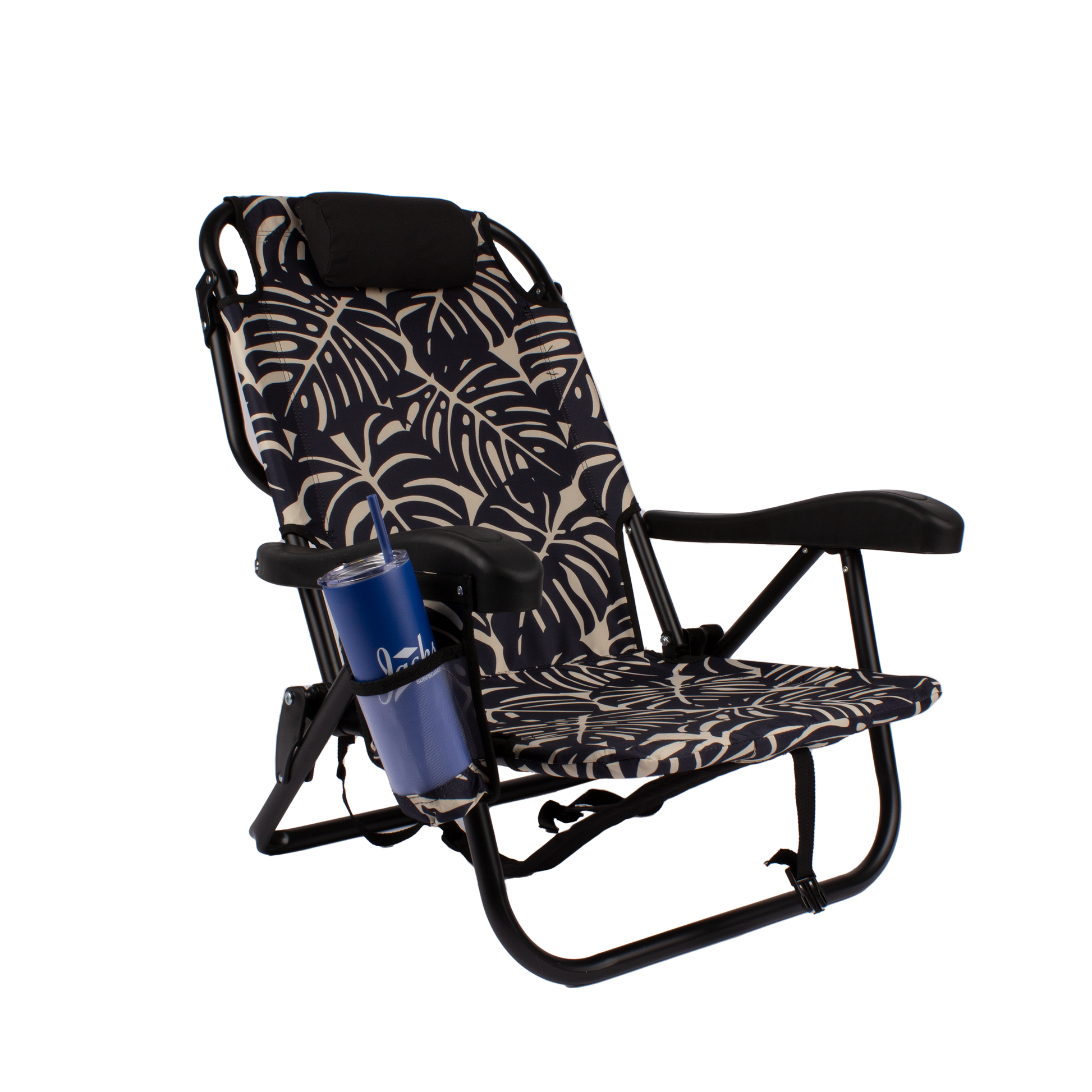 Pisolino Beach Backpack Chair - Black Palm