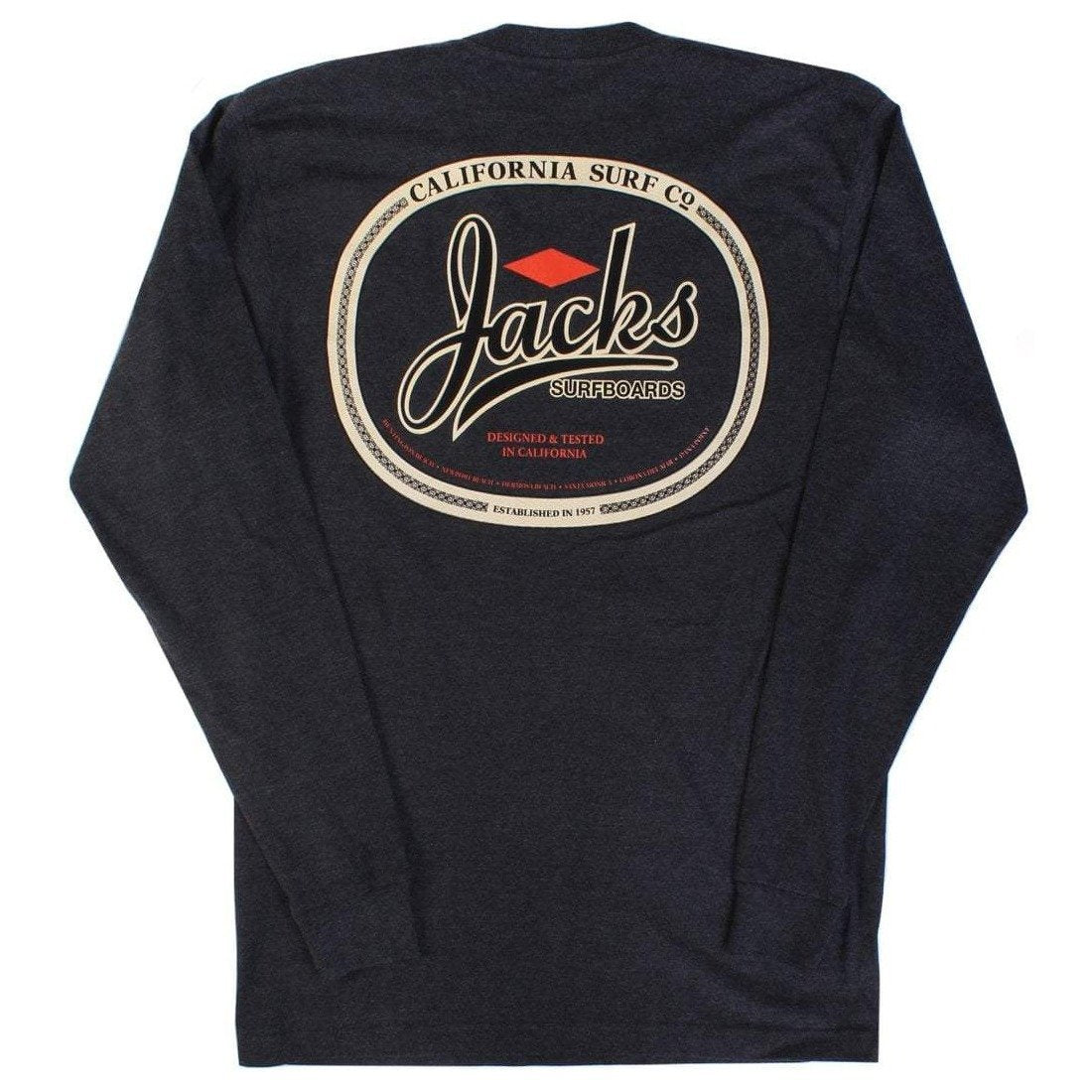 Jack's Surfboards Men's Trenton Long Sleeve Tee - Charcoal