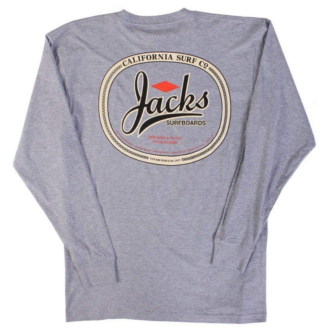 Jack's Surfboards Men's Trenton Long Sleeve Tee - Heather Grey